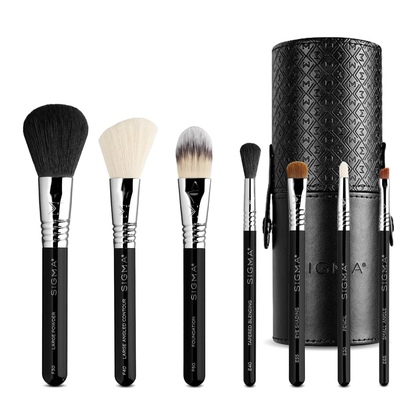 Sigma Beauty Essential Makeup Brushes Set – Professional Grade Makeup Brush Set with Premium Fibers and Sleek, Durable Handles for Face & Eyes, Includes 12 CK001 Black Makeup Brushes